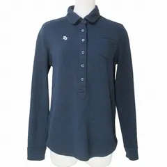 パーリーゲイツ PEARLY GATES 21AW カットソー ポロシャツ 055-2161002 ゴルフウェア 長袖 ロゴ刺繡 プリント 0 S相当 紺 ネイビー X