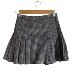 良品 Christian Dior クリスチャンディオール キッズ 千鳥柄 ベロアプリーツスカート ブラック×ホワイト キッズ 古着 中古 USED