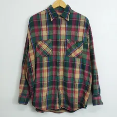 TRMT 長袖 ネル シャツ チェック 総柄 アメカジ 古着 Y2K コットン 韓国製 マルチ グリーン系 M A500