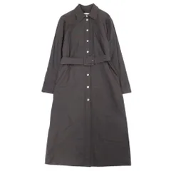 新品同様 COURREGES クレージュ シャツワンピース風 ベルテッド コート 羽織 ライトアウター ジャケット 34 ダークブラウン レディース 古着 中古 USED