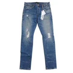 未使用 PURPLE BRAND パープルブランド P001 ダメージ ボタンフライ デニム パンツ スキニー ジーンズ Gパン 34 インディゴ メンズ 古着 中古 USED
