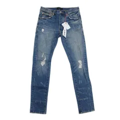 未使用 PURPLE BRAND パープルブランド P001 ダメージ ボタンフライ デニム パンツ スキニー ジーンズ Gパン 32 インディゴ メンズ 古着 中古 USED