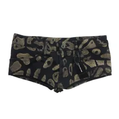 美品 IF SIX WAS NINE イフシックスワズナイン パイソン レオパード柄 ボタンフライ ショート ホットパンツ 26 ブラック レディース 古着 中古 USED