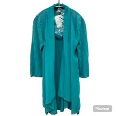 MADAM JOCONDE ニット 七分袖 ロングカーディガン コットン ポリエステル フロント別布切替 レディースM グリーン 2000000155852