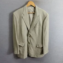 YVES SAINT LAURENT pour homme イヴ サンローラン テーラード ジャケット 古着 ヴィンテージ 背抜き ウール シルク メンズ サイズ C96-W86-T170 AB5 カーキ系 オンワード樫山 A506