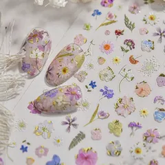 匿名配送⭐︎ネイルシール　立体　3D フラワー　カラフル　春　花　植物図鑑 4026