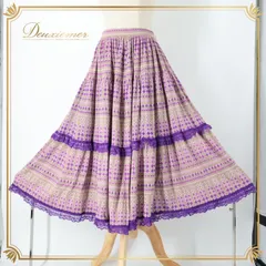フォークダンス 衣装 スカート グレイ系 レース 花 紫 チロリアン チロルスカート カントリー 落ち着いた色 練習 レッスン ダンス衣装 ふんわり 柔らかい生地 かわいい 華やか 総柄 パープル系