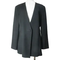 東京ソワール フォーマルジャケット 喪服 ノーカラー 総裏地 11AR L相当 黒 ブラック /X