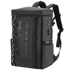 【送料無料】[AISFA] リュック メンズ リュックサック スクエア バックパック 防水17インチ PC ビジネス ラップトップバック USB充電ポート付き 30L アウトドア旅行防災 通勤 靴/弁当収納