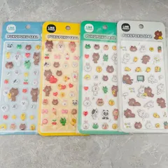 【新登場！】LINE　FRIENDS　ライン　クリア　3D　ぷっくり　立体　ぷくぷく　シール　ボンボンドロップシール風　動物　アニマル　コニー　ブラウン　サニー　4種セット