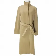 アンタイトル UNTITLED ロングコート アンゴラ ウール スタンドカラー 比翼仕立て ウエストリボン 1 S相当 ベージュ X