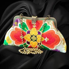 【No.707】着物リメイクバッグ、和風クラッチバッグ、着物ショルダーバッグ