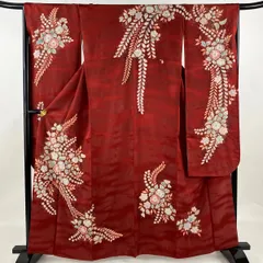 美品 本振袖 翠山工房 辻が花 絞り 朱色 トールサイズ 身丈170cm 美品 本振袖 翠山工房 辻が花 絞り 朱色 トールサイズ 身丈170cm