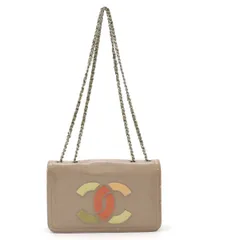 CHANEL シャネル リップスティック ココマーク トートバッグ チェーンショルダー ショルダーバッグ エナメル モカベージュ系 A66936