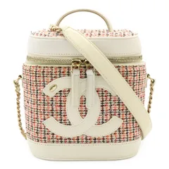 CHANEL シャネル クルーズライン ココマーク ヴァニティーケース バニティバッグ ハンドバッグ 2WAY チェーンショルダー ツイード ホワイト AS0323