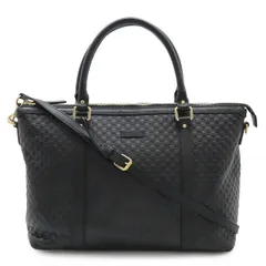 GUCCI グッチ マイクログッチシマ トートバッグ 2WAY ショルダーバッグ 斜め掛け レザー ブラック 黒 ゴールド金具 449655