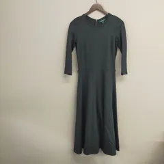 N1017 Ralph Lauren ロングワンピース ストレッチ ブラック XSサイズ レディース 長袖 Aライン 厚手 秋冬 ベルト欠品 背中ファスナー