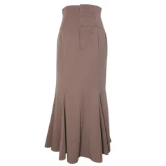 マーキュリーデュオ MERCURYDUO ストレッチツイルマーメイドフレアスカート ロング ハイウエスト S 茶 ブラウン /X