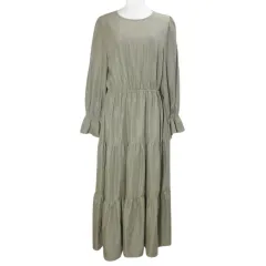 ダブルクローゼット w closet ティアード ワンピース ロング 長袖 フリーサイズ カーキ ベスト欠損 /X