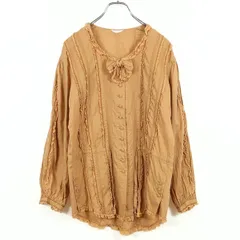 ピンクハウス★フリルレースとピンタックが素敵♪ チュニックブラウス 綿ローン オレンジ系 z17282