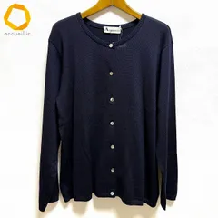 #a アクアスキュータム AQUASCUTUM カーディガン 13 紺 ニット ウール 毛 100％ 大きいサイズ 日本製 タグ付き レディース [986397] k01