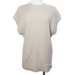 マイストラーダ Mystrada 美品 20AW レースアップニットベスト プルオーバー ウール混 厚手 畔編み 36 S相当 ベージュ /X