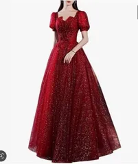 送料無料 未使用 結婚式 二次会 赤 大きいサイズ プリンセス ドレス 15号 2XL (OPN1157)