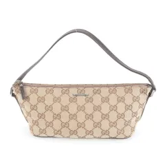 美品 グッチ GGキャンバス アクセサリーポーチ 07198 レザー ショルダーバッグ 肩掛け ハンド 本革 レディース REM DJ8-3【中古】