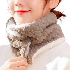 [fortulux] ネックウォーマー レディース メンズ 前開き 前ボタン 着脱が楽/髪型が崩れない ふわふわ 軽い 二重構造 男女兼用 (ライトブラウン（Btype 縦ボタン）)