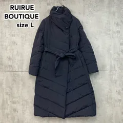 RUIRUE BOUTIQUE ルイルエ ダウンコート ロング ダウン80% ハイネック アシンメトリー ベルト付 Aライン L 黒 ブラック 撥水 極暖 美シルエット 着痩せ 上品 きれいめ フォーマル ママ 冠婚葬祭 通勤 通学 ★ ◆■