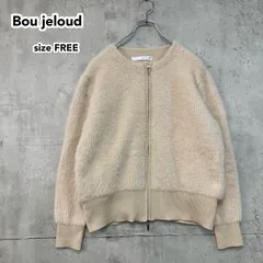 Bou jeloud ブージュルード シャギーMIXニットブルゾン F フリーサイズ ベージュ ジャケット カーディガン 裏地付き ジップアップ ふわふわ 暖か 防寒 上品 大人可愛い きれいめ カジュアル ★ ◆■