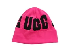 アグ UGG ニット帽 ニットキャップ ロゴ入り ショッキングピンク 黒 ブラック のサムネイル