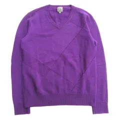 CALVIN KLEIN カルバンクライン ウール Vネック ニット セーター カットソー 長袖 プルオーバー M 紫 パープル メンズ 古着 中古 USED