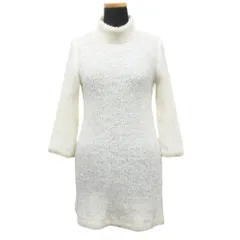 良品 LANCETTI ランチェッティ ウール ワンピース ニット セーター ハイネック XFFAS-12330 サイズ40 オフホワイト アイボリー レディース 古着 中古 USED