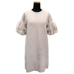 美品 31 Sons de mode トランテアン ソン ドゥ モード 袖フリンジ ニット ワンピース セーター チュニック 36 ベージュピンク レディース 古着 中古 USED