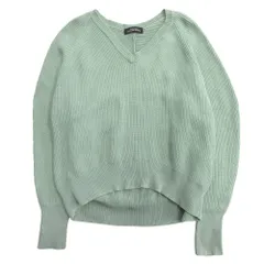 美品 green label relaxing グリーンレーベルリラクシング ユナイテッドアローズ Vネック コットン ニット セーター カットソー 緑系 レディース 古着 中古 USED