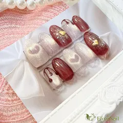 【現品】ネイルチップ　バレンタイン　チョコレート　ハートマグネット