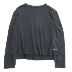 NIKE ナイキ ヨガ DRI-FIT トップス カットソー ウェア スポーツ ロング Tシャツ ロゴ スリット サイズL 黒 レディース 古着 中古 USED