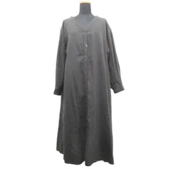 未使用 studio CLIP スタディオクリップ ダブルフロント Vネック フレア ワンピース ドレス 長袖 SC219051-1 フリーサイズ グレー レディース 古着 中古 USED