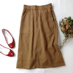 MHL. マーガレットハウエル コットン 綿 100％ ロングスカート Ⅰ キャメル(113K＋9590)26H☆