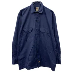 Dickies 長袖 ワークシャツ M ネイビー ディッキーズ ボタン 胸ポケット 無地シャツ シンプル シンプルシャツ 無地 春物 a801-5940のサムネイル