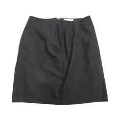 良品 組曲 クミキョク ウール スカート ミニ 無地 ラップ巻き風 3 ネイビー レディース 古着 中古 USED