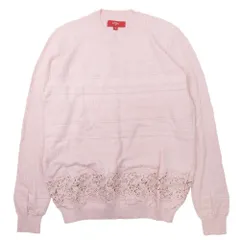 美品 Callaway キャロウェイ レース ロゴ刺繍 ニット トップス カットソー 長袖 コットン クルーネック M ピンク レディース 古着 中古 USED