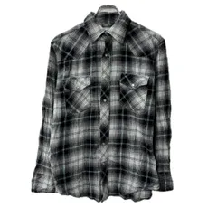 Wrangler 長袖 ウエスタンシャツ M ブラック ホワイト ライトブルー ラングラー チェック柄 スナップボタン トップス 春物 a801-5960