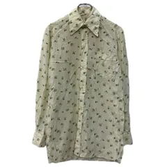 長袖 柄シャツ M～ アイボリー マルチカラー ボタン 胸ポケット 総柄 花柄 総柄シャツ 花柄シャツ 薄手シャツ 春物 a801-5972