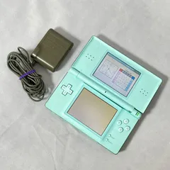 【管2601-222】ジャンク Nintendo ニンテンドー DS Lite USG-001 ライトグリーン 下画面表示不良・液晶ダメージあり 通電確認済 充電器付き