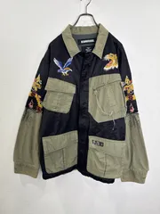 R00636　NEIGHBORHOOD｜ネイバーフッド｜刺繍｜ミリタリージャケット｜スカジャン｜カーキ｜KHAKI｜ブラック｜BLACK｜90S｜Y2K｜古着｜USA古着｜ヴィンテージ｜アメカジ｜ストリート｜メンズ｜今期トレンド｜フォロー割