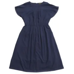 良品 Reflect リフレクト ワンピース ドレス フレア スカート バックジップ ひざ丈 半袖 11号 紺 ネイビー レディース 古着 中古 USED