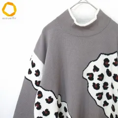 ラピーヌブランシュ LAPINE BLANCHE ニット セーター モックネック ヒョウ柄 金ボタン レディース [w991891]