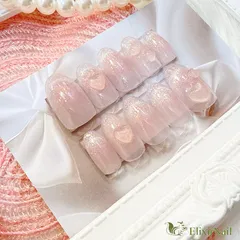 【現品】ネイルチップ　ピンク　ハート　マグネット